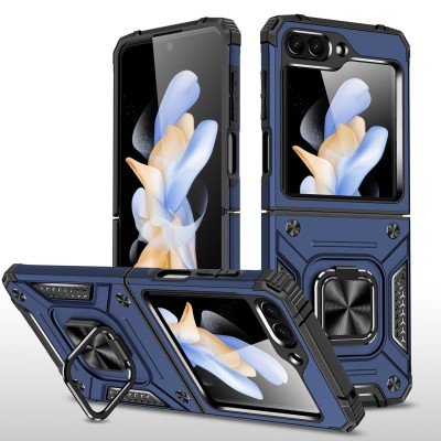 For Samsung Z Flip 6 Robust Magnetic Kickstand Hybrid Case Cover - Blue