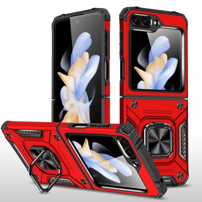 For Samsung Z Flip 6 Robust Magnetic Kickstand Hybrid Case Cover - Red