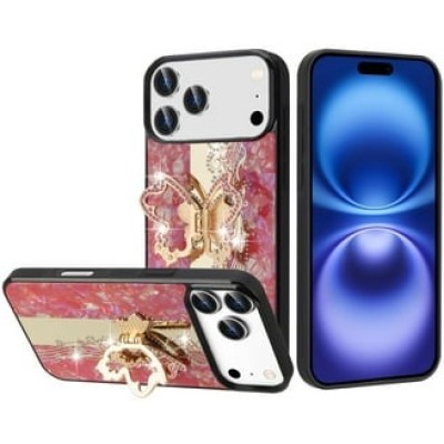 For Samsung Z Flip 6 SPLENDID Diamond Glitter Ornaments Engraving Case Cover - Garden Butterflies Gold