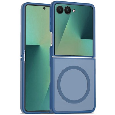 For Samsung Z Flip 6/Z Flip 7 FE [Magnetic Circle] Smooth Safe Matte Feel Hybrid Case - Navy Blue