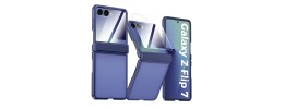 For Samsung Z Flip 7 CHIEF Oil Painted Magnetic Ring Stand Hybrid Case Cover - Dark Blue