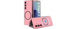 For Samsung Z Flip 7 CHIEF Oil Painted Magnetic Ring Stand Hybrid Case Cover - Hot Pink
