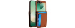For Samsung Z Flip 7 Card Slot Wallet Holder Case Cover - Brown