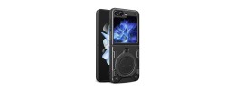 For Samsung Z Flip 7 ELITE Camera Push Magnetic Ring Stand Hybrid Case Cover - Black