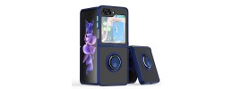 For Samsung Z Flip 7 ELITE Camera Push Magnetic Ring Stand Hybrid Case Cover - Blue