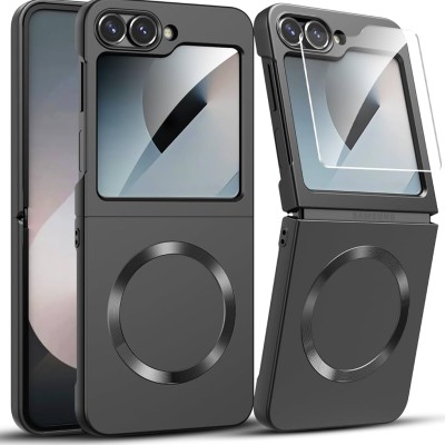For Samsung Z Flip 7 [Magnetic Circle] Smooth Safe Matte Feel Hybrid Case - Black