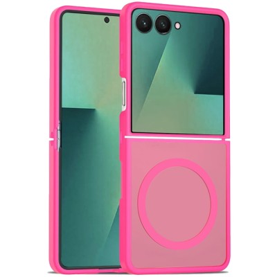 For Samsung Z Flip 7 [Magnetic Circle] Smooth Safe Matte Feel Hybrid Case - Light Pink