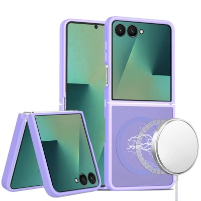 For Samsung Z Flip 7 [Magnetic Circle] Smooth Safe Matte Feel Hybrid Case - Light Purple