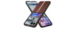 For Samsung Z Flip 7 PU Vegan Leather Premium Hard Snap On Case Cover - Brown