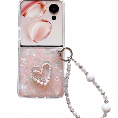 For Samsung Z Flip 7FE / Flip 6 Full Diamond with Ornaments Hard TPU Case Cover - Colorful Ornaments with Heart