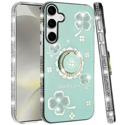 For Samsung Z Fold 6 SPLENDID Diamond Glitter Ornaments Engraving Case Cover - Garden Butterflies White