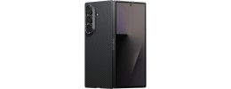 For Samsung Z Fold 7 PU Vegan Leather Premium Hard Snap On Case Cover - Black