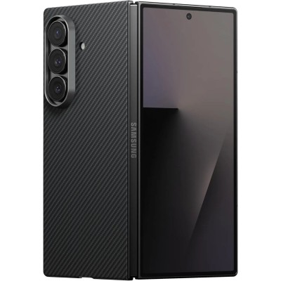 For Samsung Z Fold 7 PU Vegan Leather Premium Hard Snap On Case Cover - Black