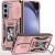 For Samsung Z Fold 6 Utter Tough Metal Ring Movable Camera Window Hybrid Case Cover - Rose Gold