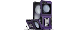 For Samsung Z Flip 6 OPTIMUM Magnetic Ring Stand Hybrid Case Cover - Dark Purple