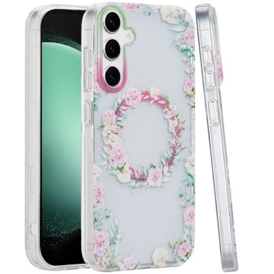 For Samsung s23 FE 5G [Magnetic Circle] Double Layer Design IMD TPU Case - Smiley Faces