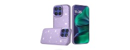 For Samsung s25 FE Beautiful Diamond Metallic Design Metal Chrome Edged Hybrid - Purple