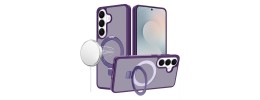 For Samsung s25 FE CHROME HQ Rotational Magnetic Ring Hybrid - Light Purple