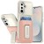 For Samsung s25 FE Card Holder (2X) with Wrist Strap Hybrid With  KickStand - Beige+Light Pink