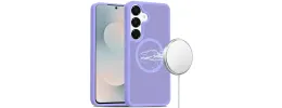 For Samsung s25 FE [Magnetic Circle] Smooth Safe Matte Feel Hybrid Case - Light Purple