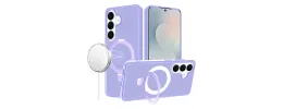 For Samsung s25 FE Magnetic Matching Ring Stand Full Rotation Matte Hybrid - Light Purple