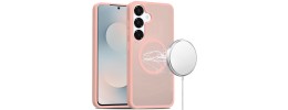 For Samsung s25 FE [Magnetic Circle] Smooth Safe Matte Feel Hybrid Case - Light Pink