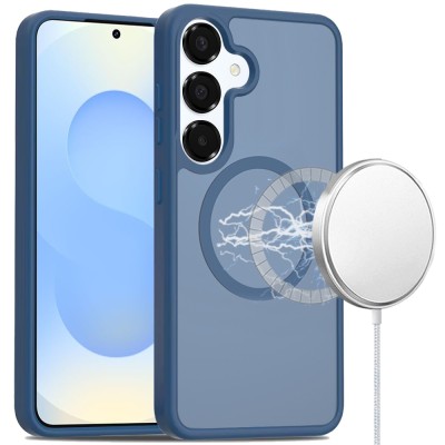 For Samsung s25 FE Magnetic Matching Ring Stand Full Rotation Matte Hybrid - Blue