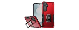 For Samsung s25 FE OPTIMUM Magnetic Ring Stand Hybrid Case Cover - Red
