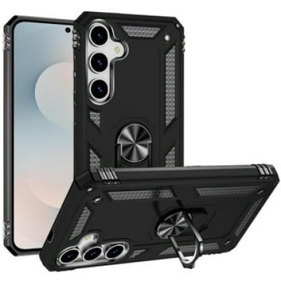 For Samsung s25 FE Robust Magnetic Kickstand Hybrid Case Cover - Black