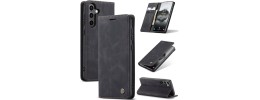 For Samsung s25 Plus/s24 Plus Luxury Wallet Card ID Zipper Money Holder Case Cover - Black