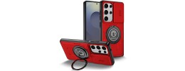 For Samsung s25 Plus/s24 Plus Push Mount Friendly Camera Protective [Ring Stand] Hybrid Case - Red