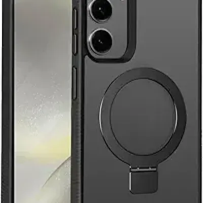 For Samsung s25 Plus/s24 Plus Skin Touch Feel HQ [Magnetic Circle] Kickstand Hybrid - Black