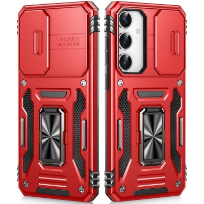 For Samsung s25 Plus/s24 Plus Well Protective Magentic Ring Stand Camera Protective Cover Case - Red