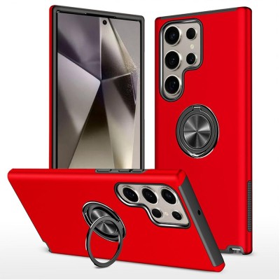 For Samsung s25 Ultra CHIEF Oil Painted Magnetic Ring Stand Hybrid Case Cover - Red