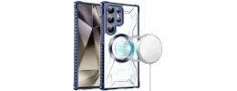 For Samsung s25 Ultra [Magnetic Circle] CD Pattern Transparent Rugged Hybrid - Dark Blue