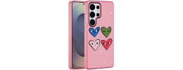 For Samsung s25 Ultra Double Layer Design IMD TPU Case - Hearts on Pink