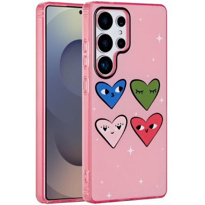 For Samsung s25 Ultra Double Layer Design IMD TPU Case - Hearts on Pink