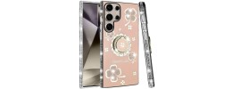 For Samsung s25 Ultra Full Diamond with Ornaments Case Cover - Pink Exquisite Garden