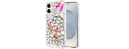 For Samsung s25 Ultra Full Diamond with Ornaments Hard TPU Case Cover - Gold Panda Floral
