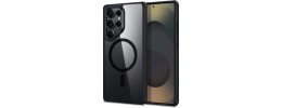 For Samsung s25 Ultra [Magnetic Circle] CD Pattern Transparent Rugged Hybrid - Black