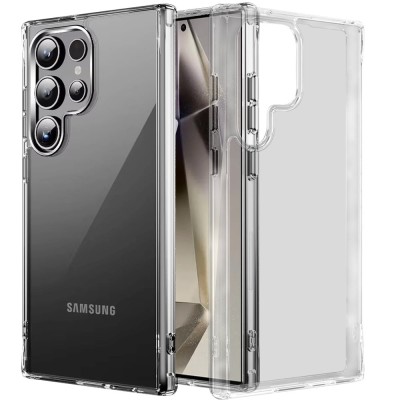 For Samsung s25 Ultra PURE CRYSTAL Transparent Thick 2.0mm ShockProof Chromed Buttons Case Cover - Clear