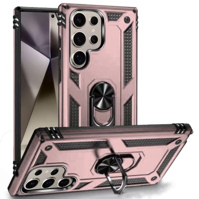 For Samsung s25 Ultra Ring Magnetic Kickstand Hybrid Case Cover - Rose Gold