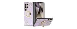 For Samsung s25 Ultra SPLENDID Diamond Glitter Ornaments Engraving Case Cover - Good Luck Floral Purple