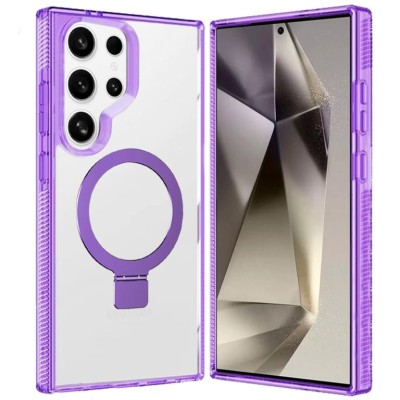 For Samsung s25 Ultra Skin Touch Feel HQ [Magnetic Circle] Kickstand Hybrid - Purple