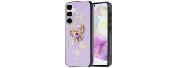 For Samsung s25 Ultra Splendid Glitter Butterfly Design Stand with  Metallic Edges Hybrid Case - Light Pink