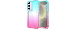 For Samsung s25/s24 3in1 Two Tone Shockproof Transparent Hybrid Case - Light Blue + Pink