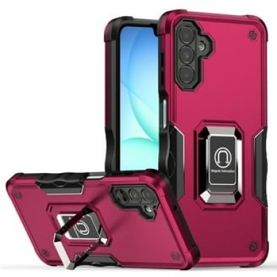 For Samsung s25/s24 CHIEF Oil Painted Magnetic Ring Stand Hybrid Case Cover - Hot Pink