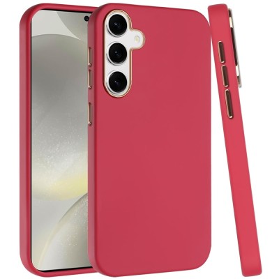 For Samsung s25/s24 Classy Slick Chromed Around Hybrid Case Cover - Red