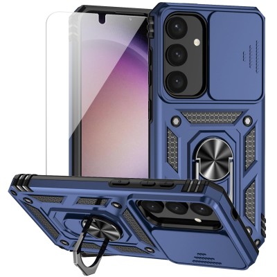 For Samsung s25/s24 Easy Viewing Kickstand Camera Protection Hybrid Case Cover - Blue