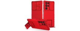 For Samsung s25/s24 Easy Viewing Kickstand Camera Protection Hybrid Case Cover - Red
